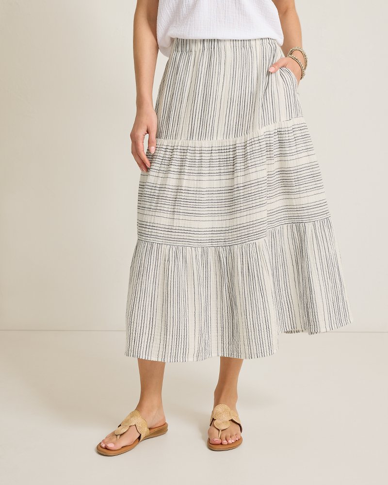 Island Gauze Luminous Tide Midi Skirt
