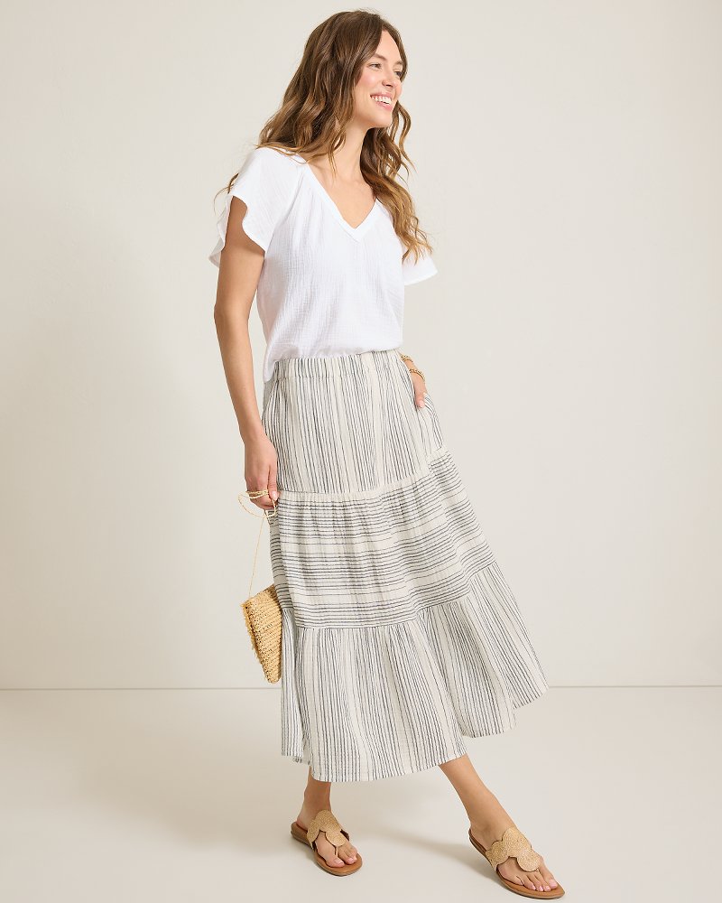 Island Gauze Luminous Tide Midi Skirt