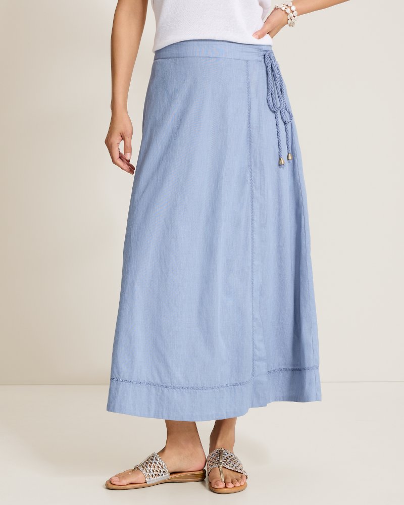 Voile Voyage Cross-Stitch Maxi Wrap Skirt