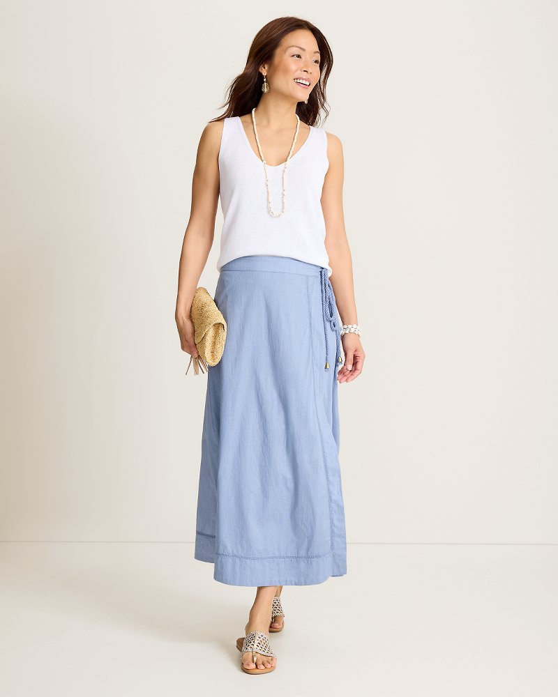 Voile Voyage Cross-Stitch Maxi Wrap Skirt