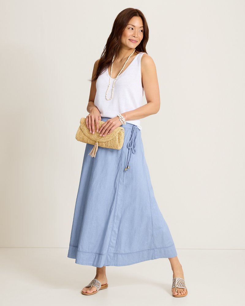 Voile Voyage Cross-Stitch Maxi Wrap Skirt