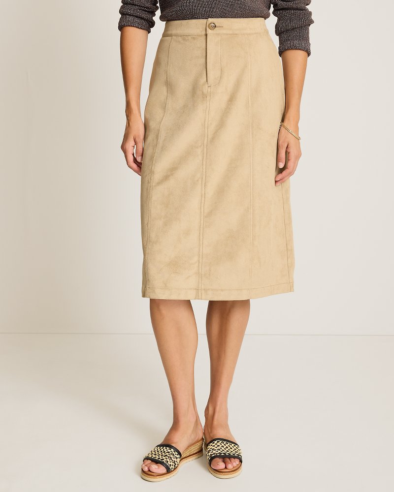 Faux Suede Midi Skirt
