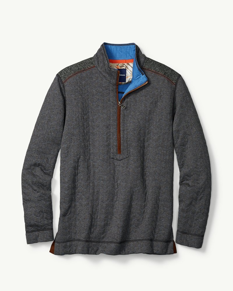 Harris Tweed Quilted Half-Zip Sweatshirt