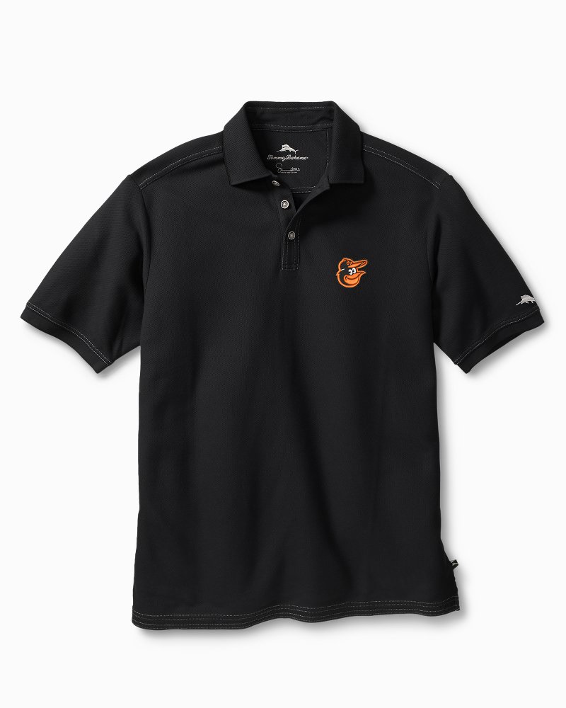 Men's Baltimore Orioles Tommy Bahama Black Baseball Bay Button-Up Shirt