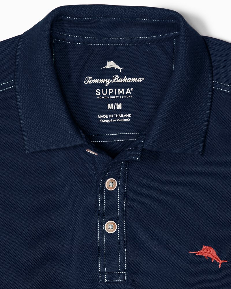 TOMMY BAHAMA SUPIMA POLO GOLF SHIRT L MARLIN FISH LOGO NAVY BLUE EMFIELDER  MEN >