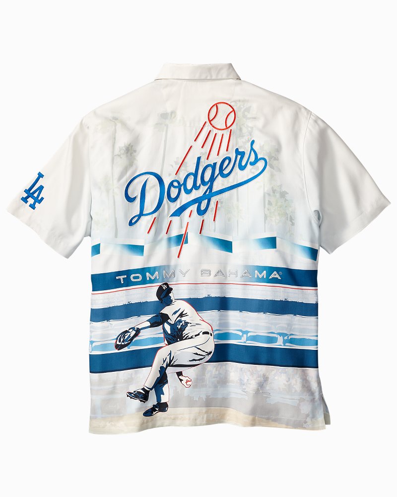 Los Angeles Dodgers Tommy Bahama Baseball Camp Button-Up Shirt - Cream