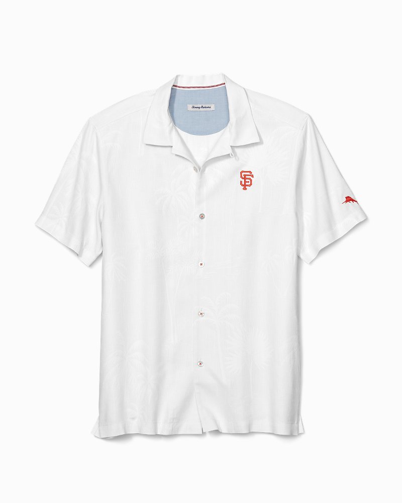San Francisco Giants Tommy Bahama Camp Bases Loaded Button-Up Shirt - White