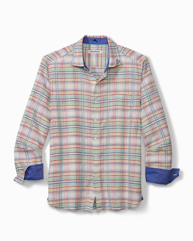 Tonga Plaid Stretch-Linen Shirt