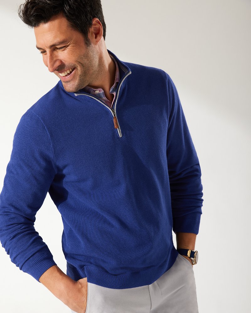 Tommy bahama zip on sale sweater