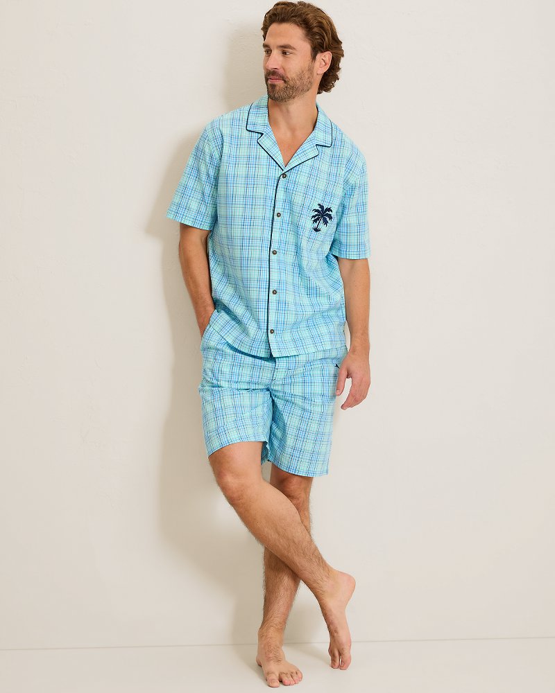 Poplin Short-Sleeve Top & Pants Pajama Set