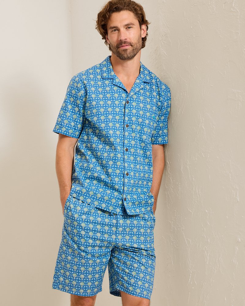 Poplin Short-Sleeve Top & Pants Pajama Set