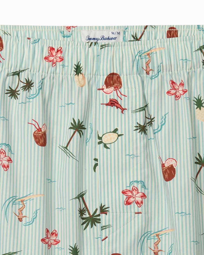 Woven Poplin Palm Blues Print Boxers