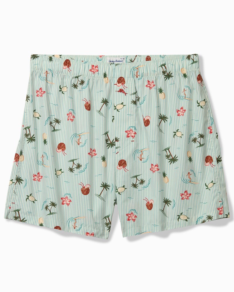 Woven Poplin Palm Blues Print Boxers