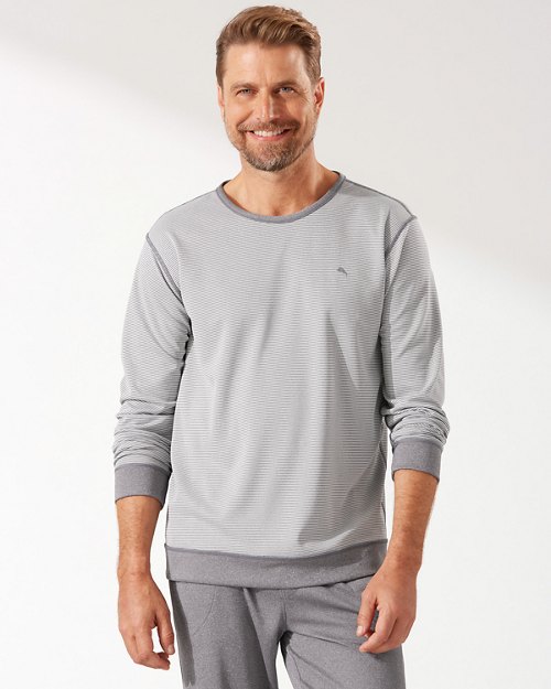 Reversible Double-Knit Long-Sleeve Crewneck Shirt
