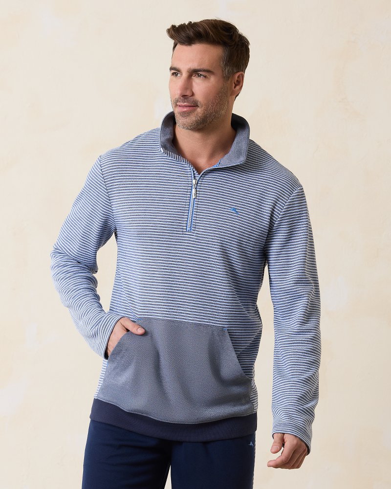 Big & Tall Textured Stripe Half-Zip Sweatshirt