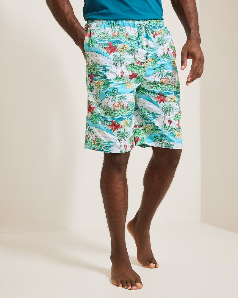 Big & Tall Woven Tropical Print Pajama Shorts