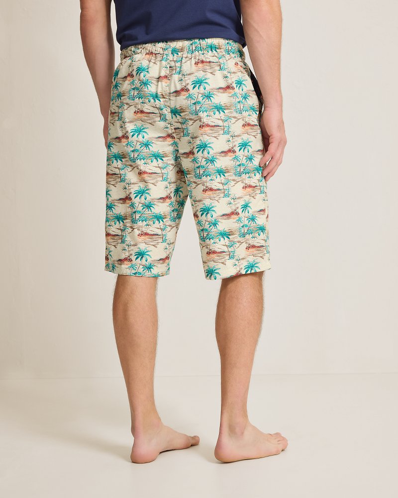 Woven Tropical Print Pajama Shorts