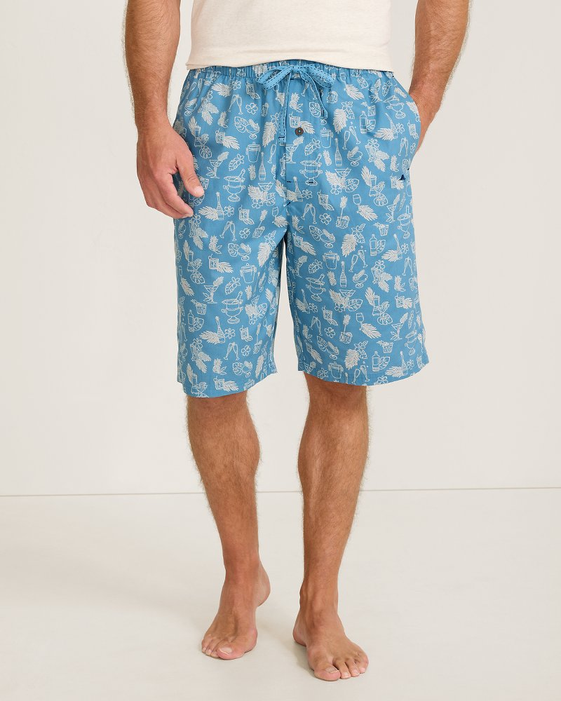 Big & Tall Woven Tropic Print Poplin Pajama Shorts