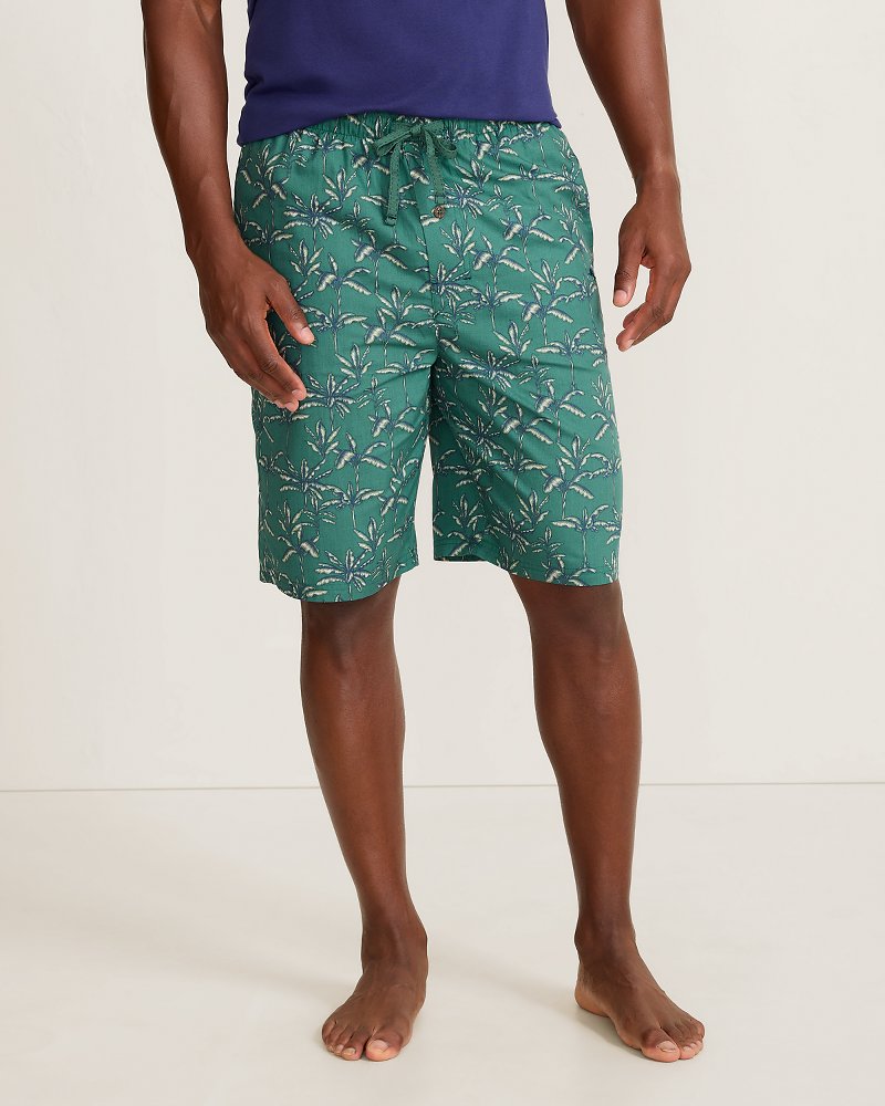 Woven Tropic Print Poplin Pajama Shorts