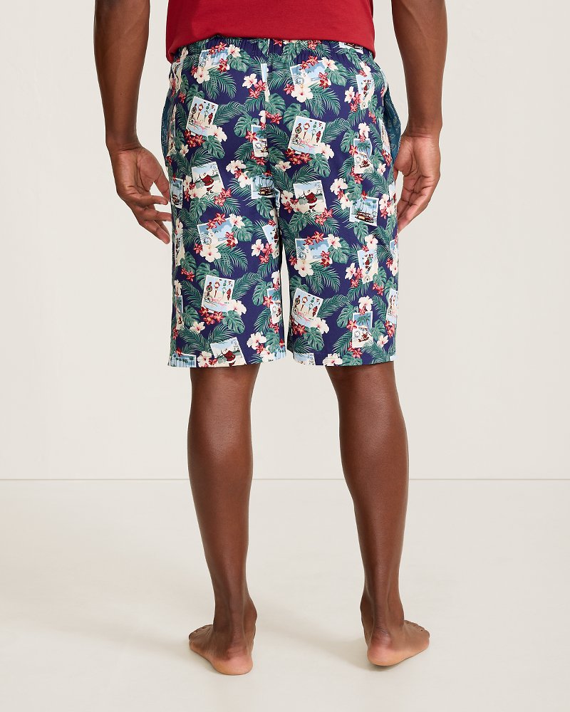 Woven Tropic Print Poplin Pajama Shorts
