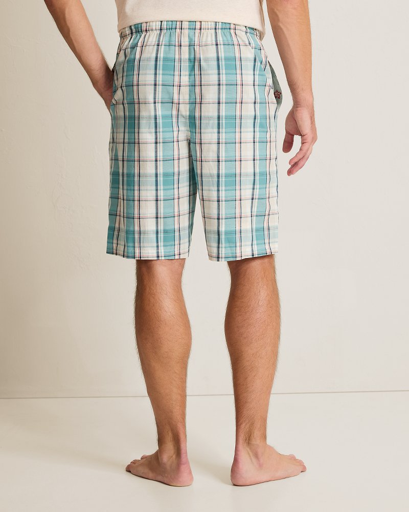 Woven Poplin Palm Blues Print Pajama Shorts