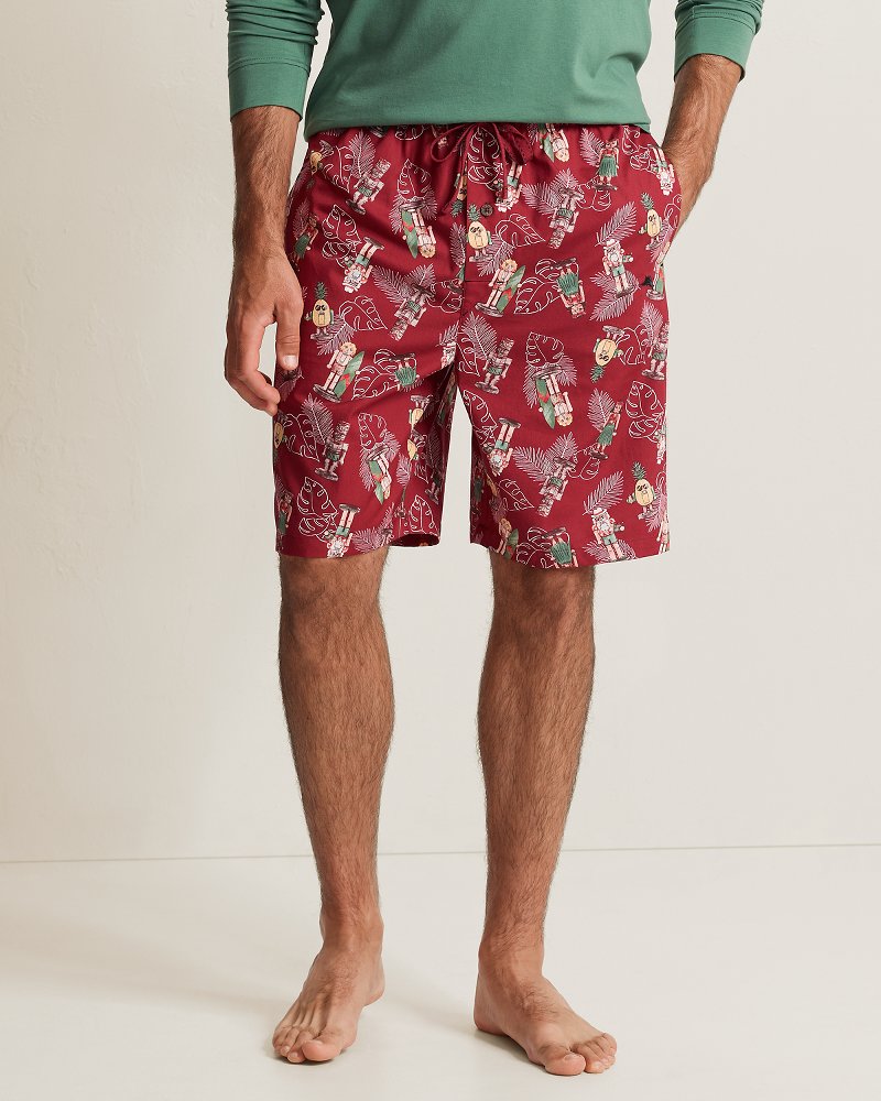 Big & Tall Woven Poplin Etched Tropics Pajama Shorts