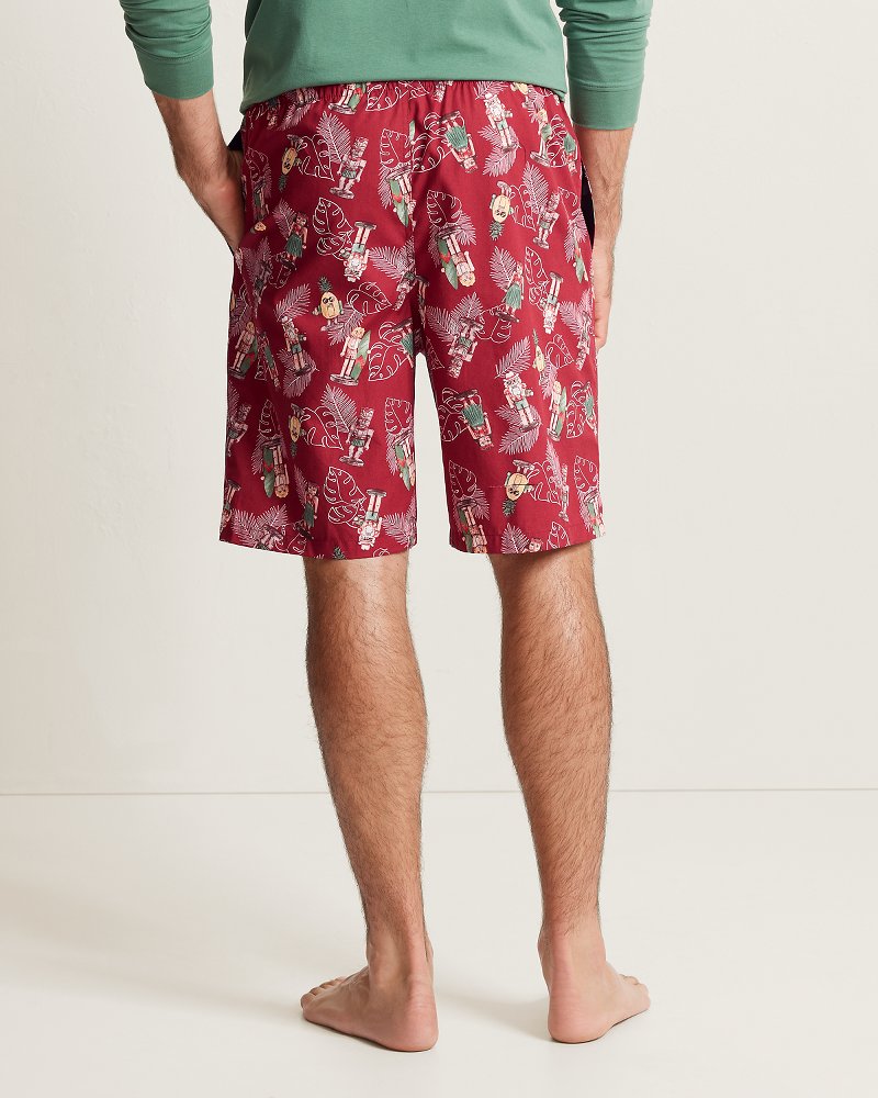 Woven Poplin Etched Tropics Pajama Shorts