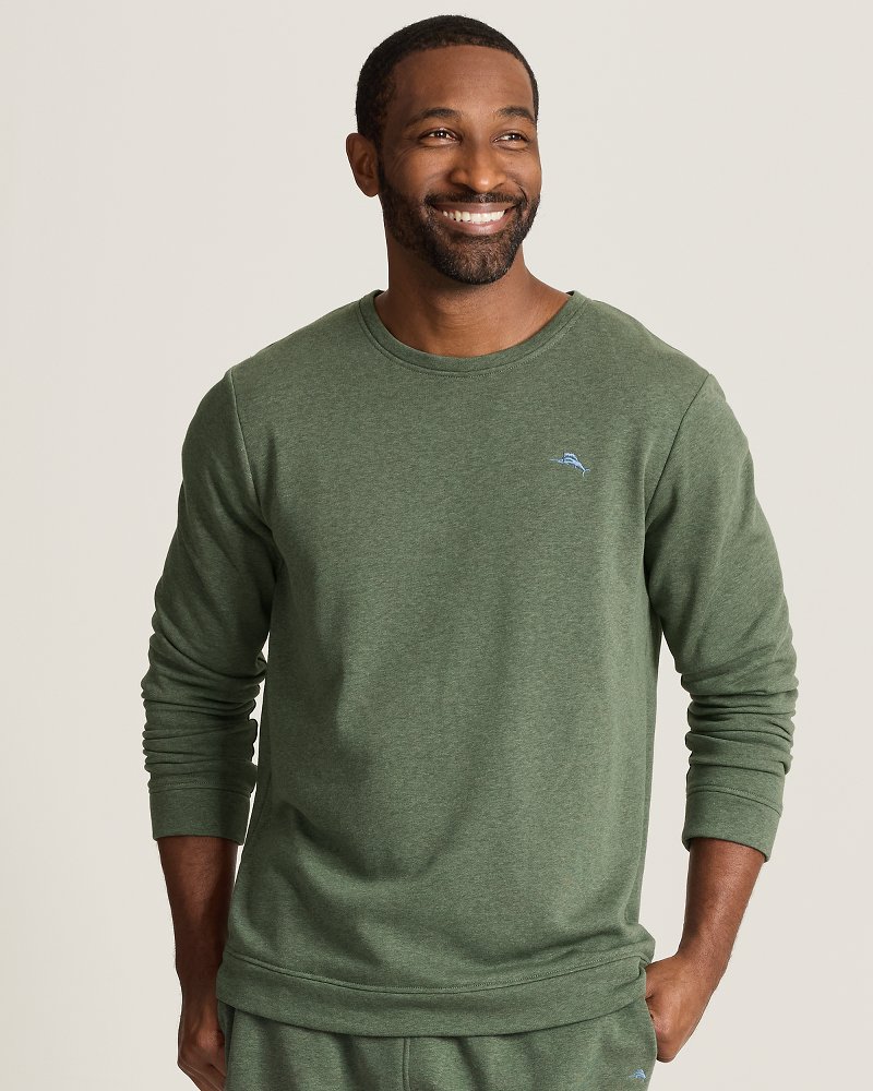 Big & Tall French Terry Twill Long-Sleeve Crew Top