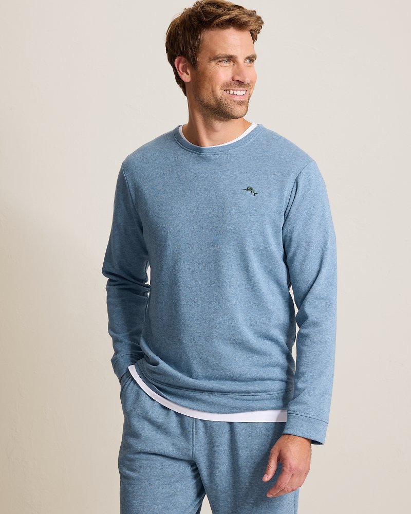 French Terry Twill Long-Sleeve Crew Top