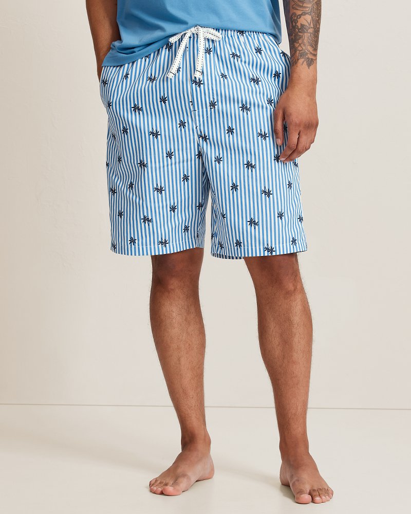 Woven Poplin Paradise Print Pajama Shorts