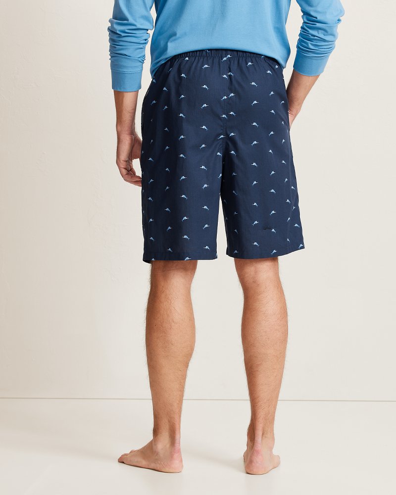 Woven Poplin Paradise Print Pajama Shorts