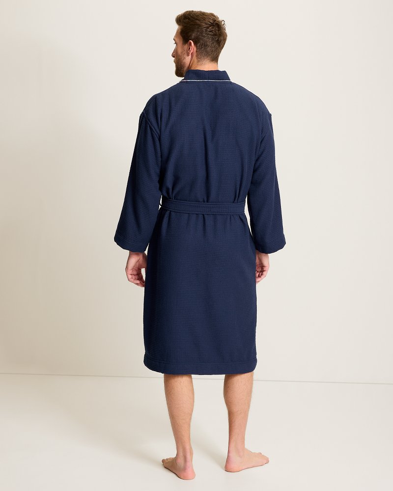 Navy Waffle Kimono Robe