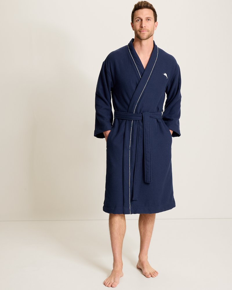 Navy Waffle Kimono Robe
