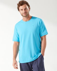 TOMMY BAHAMA Tropicool Paradise V-Neck T-Shirt Noble Grey/Green NWT $79.50