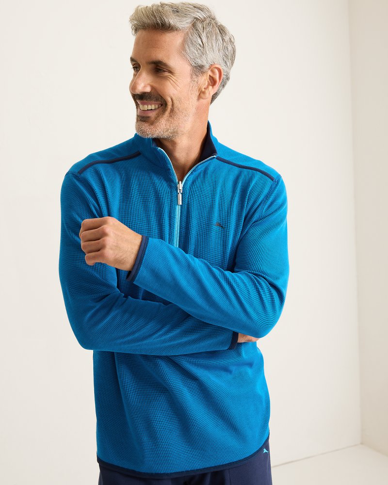 Textured Knit Reversible Half-Zip Sweatshirt