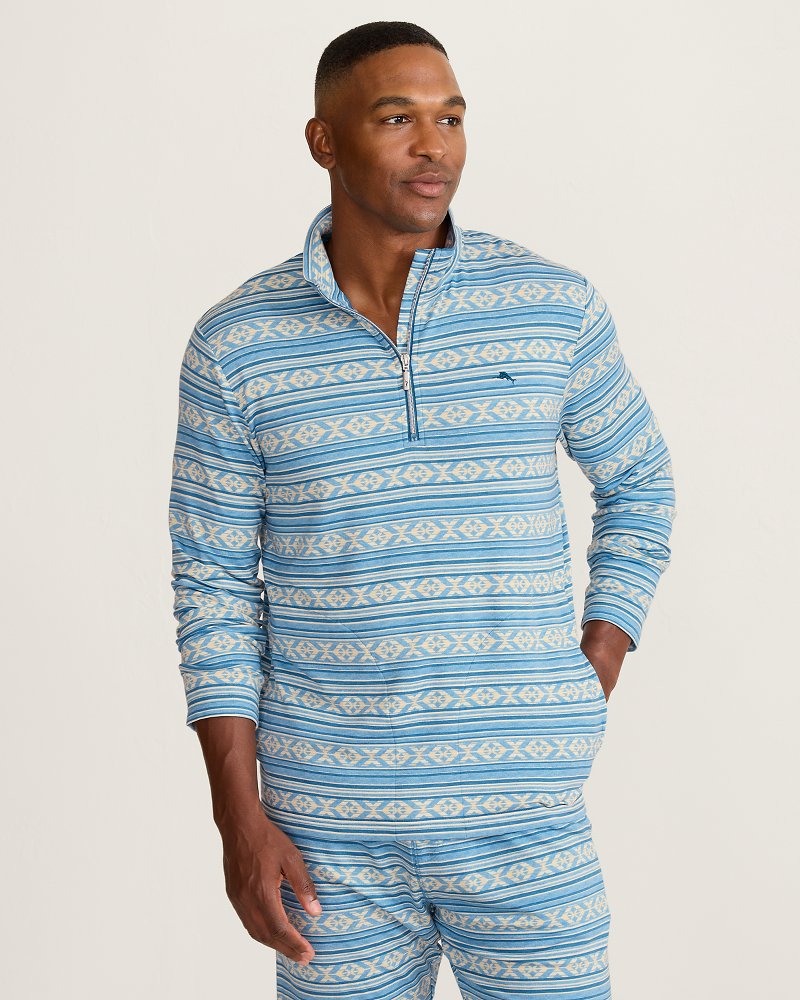Ocean Stripe French Terry Quarter-Zip Sweatshirt