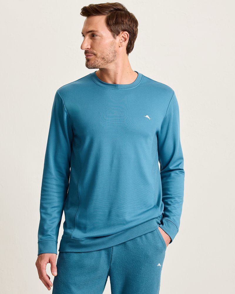 Solid Piqué Long-Sleeve Crew Top