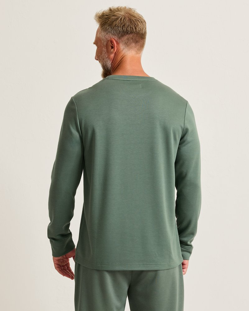 Interlock Knit Long-Sleeve Crew Top