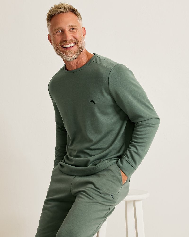 Interlock Knit Long-Sleeve Crew Top