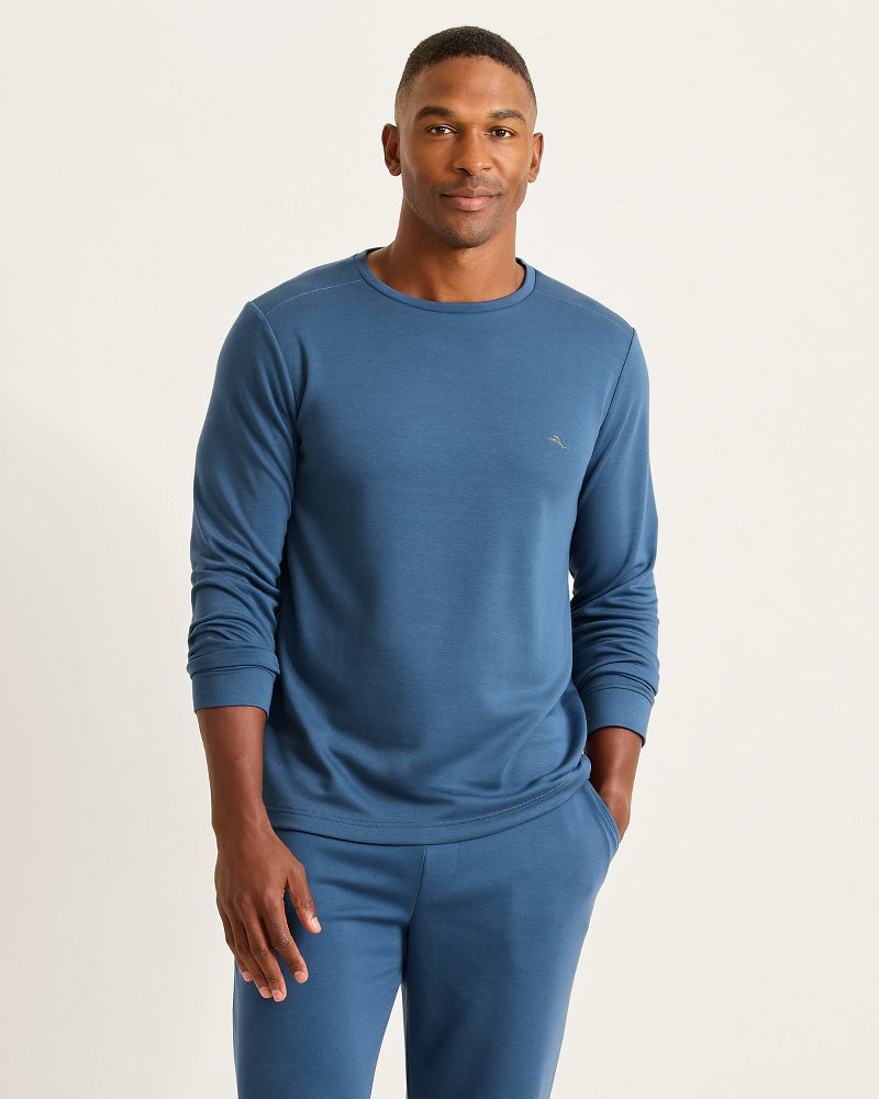 Interlock Knit Long-Sleeve Crew Top