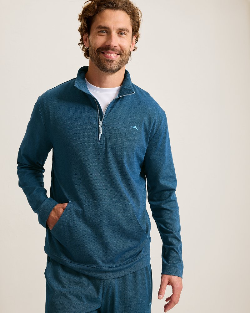 Big & Tall Piqué Long-Sleeve Quarter-Zip Sweatshirt