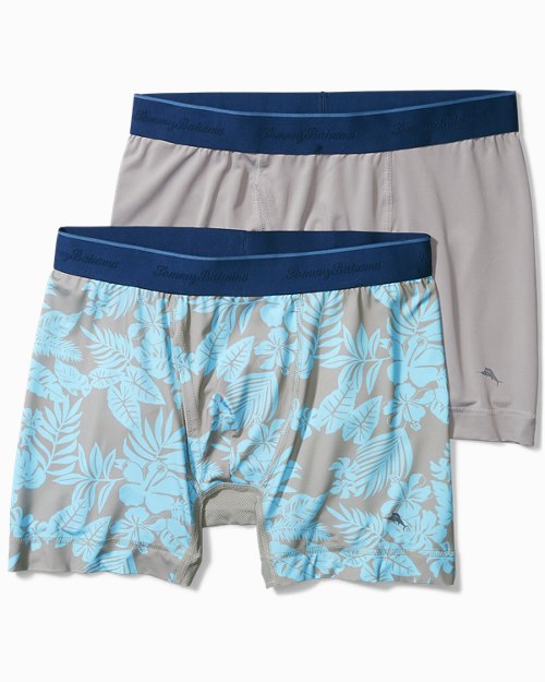 Aloha Print and Solid Tech Boxer Briefs - 2-Pack