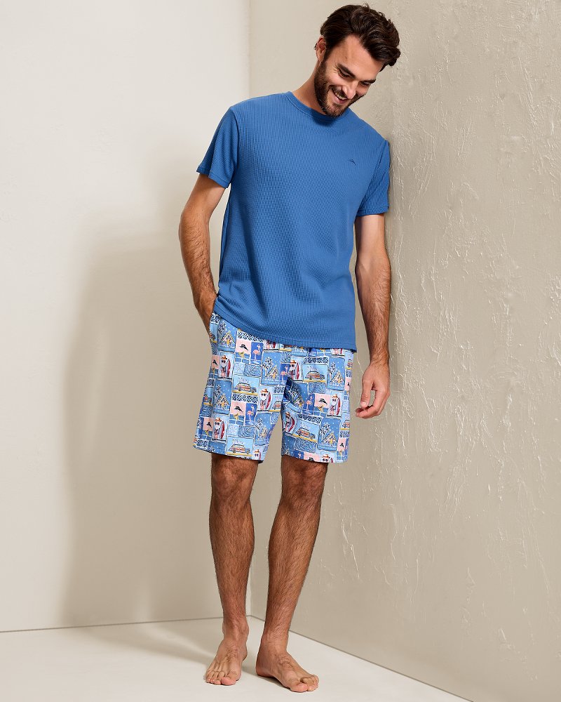 Big & Tall Men's Patchwork Santa Short-Sleeve Top & Shorts Matching Pajama Set