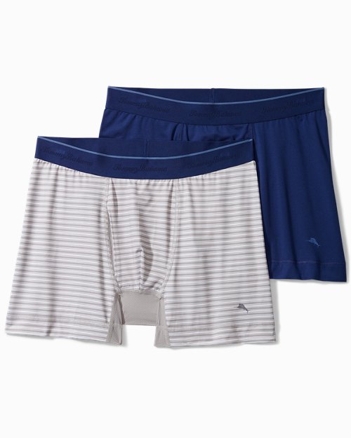 Striped and Solid Tech Boxer Briefs - 2-Pack