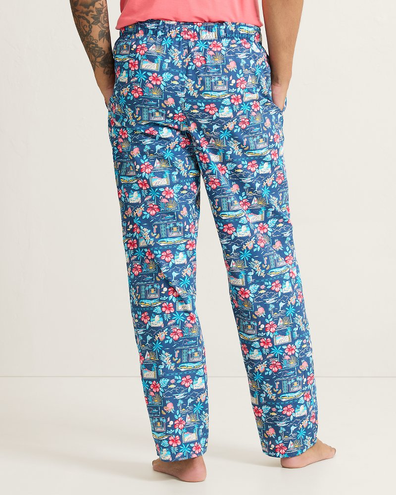 Woven Poplin Tropic Cocktail Print Pants