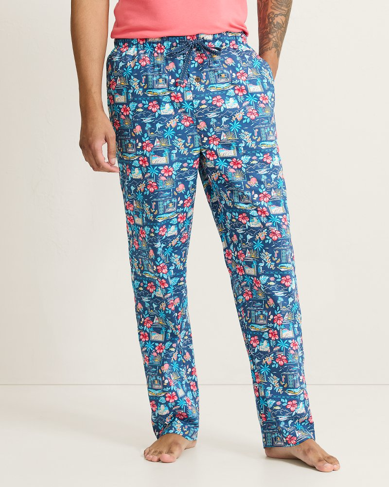 Woven Poplin Tropic Cocktail Print Pants