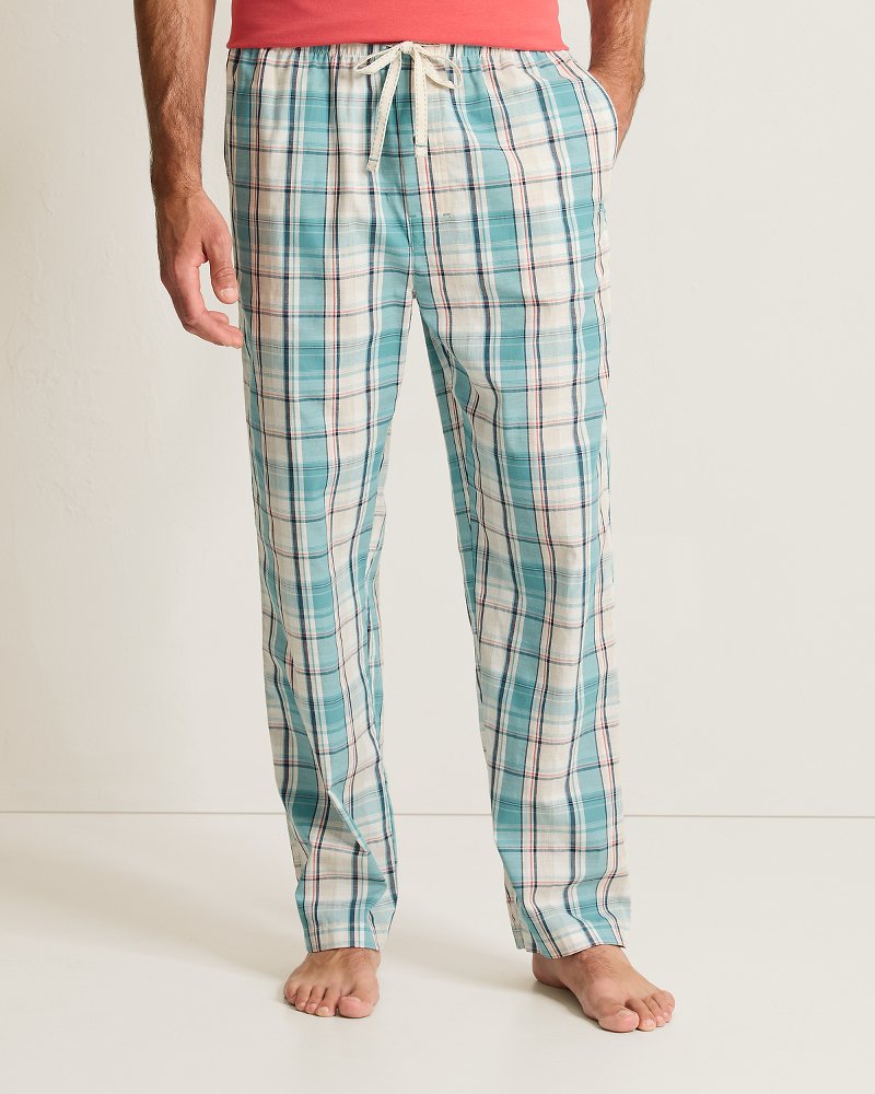 Woven Poplin Palm Blues Print Pajama Pants