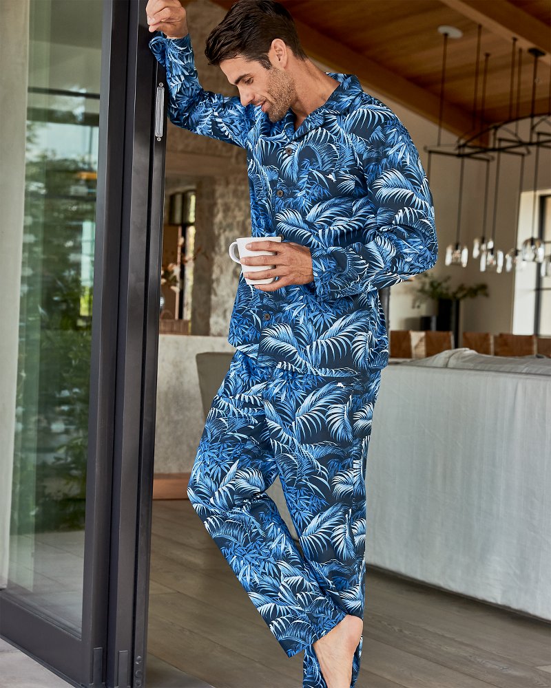 Mens Regular & Big and Tall Pajama Set with Button Down