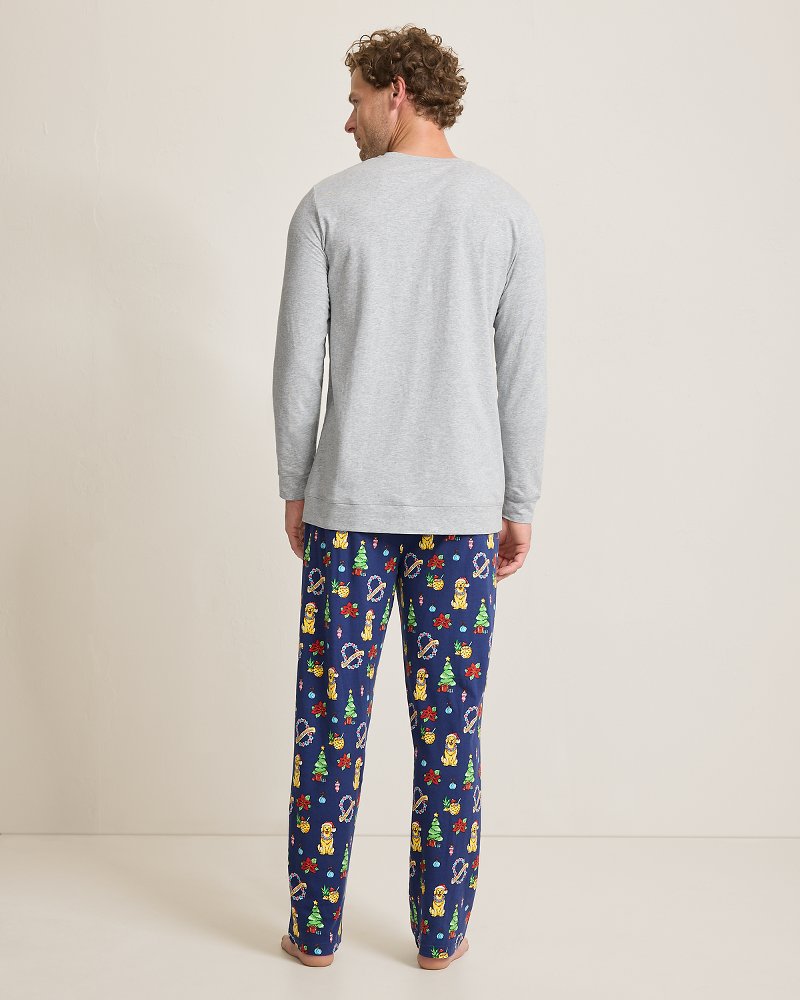 Men s Holiday Dog Long Sleeve Pants Pajama Set