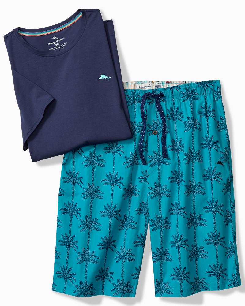 Thumbnail for Big & Tall Jersey Top & Poplin Shorts Pajama Set